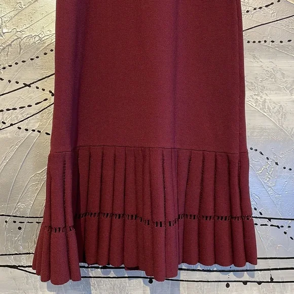 Michael Kors Halter Midi Dress With Gold Zipper Size XS Burgundy - Picture 5 of 10